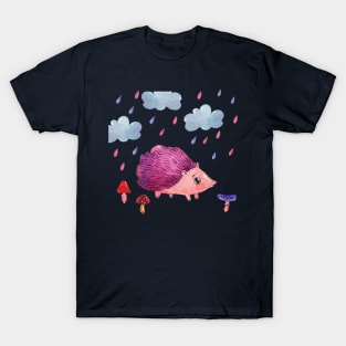 Cute Hedgohg Painting Hand Drawn T-Shirt